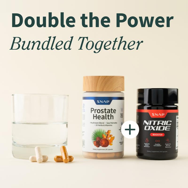 Ultimate Men'S Health Bundle - Snap Supplements - Nitric Oxide Booster 60Ct + Prostate Health Bundle - Natural Supplement Capsules - Support Blood Circulation & Prostate Health