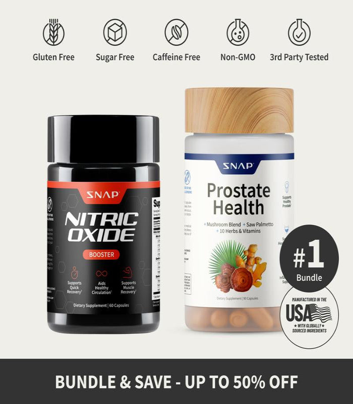 Ultimate Men'S Health Bundle - Snap Supplements - Nitric Oxide Booster 60Ct + Prostate Health Bundle - Natural Supplement Capsules - Support Blood Circulation & Prostate Health